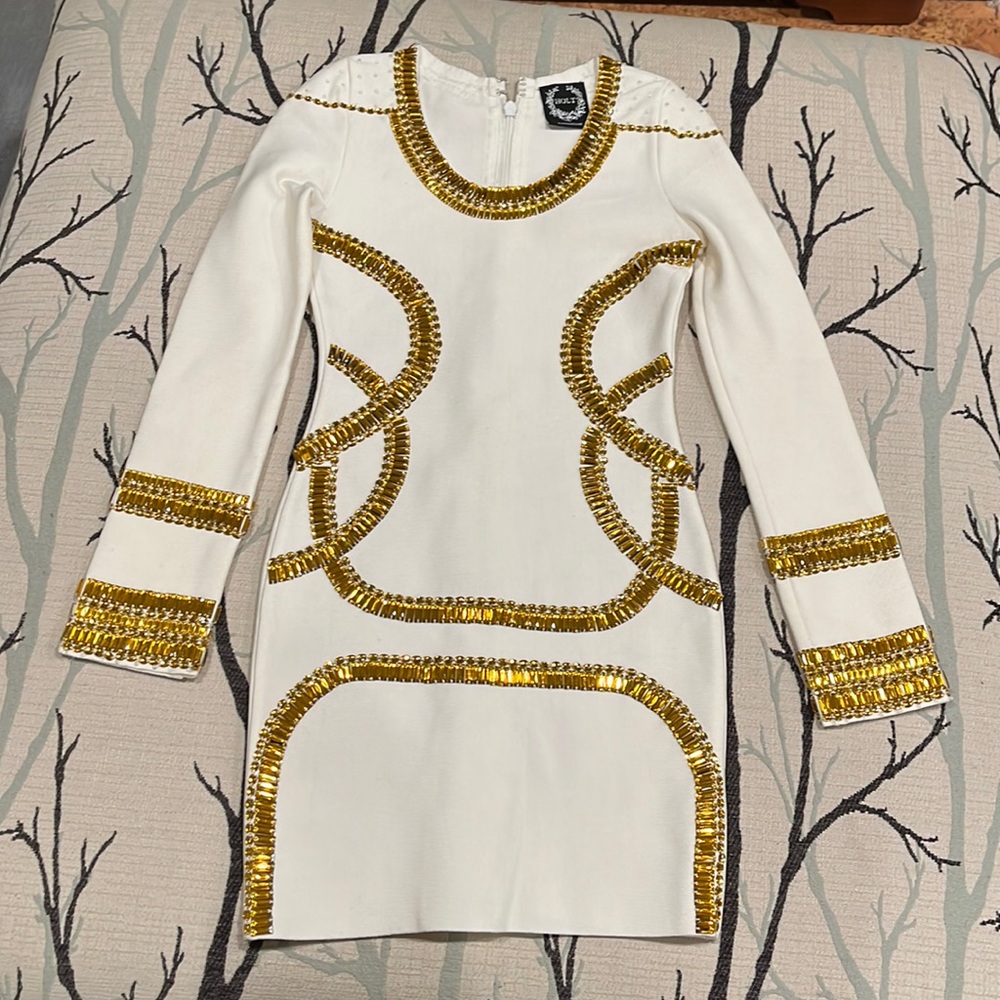 Holt white dress with long sleeves size XS